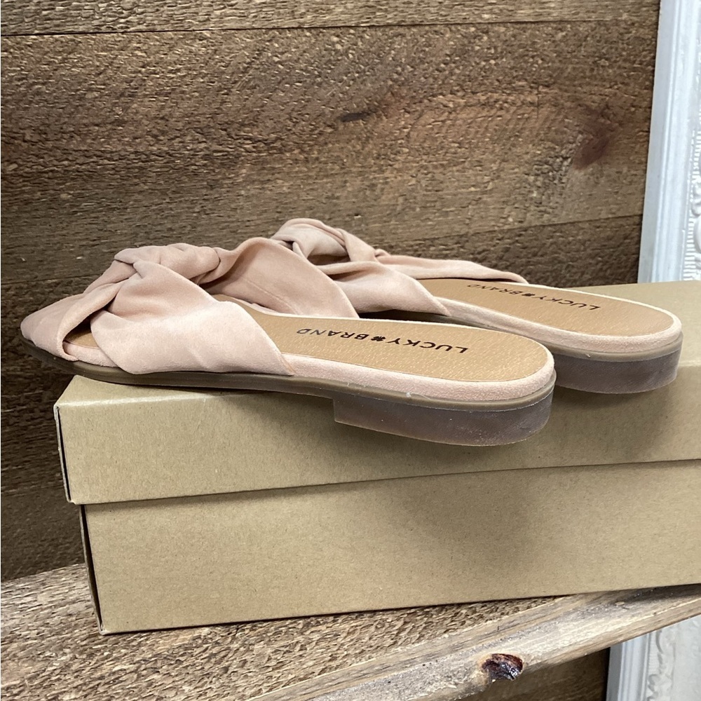 Lucky Brand “Just Peachy” Suede Knot Slide Sandals – Size 7M - Picture 5 of 6